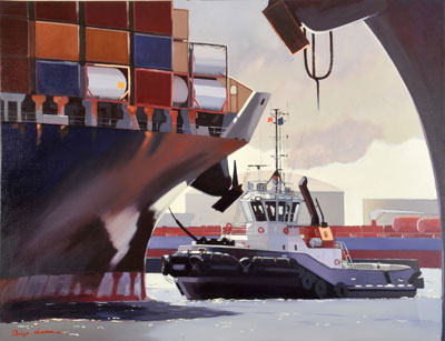 CLIQUER POUR AGRANDIR Scene-portuaire-bleue